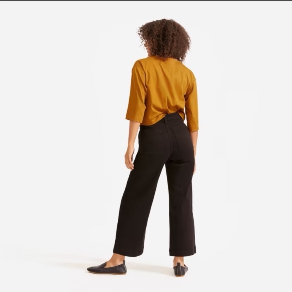 Everlane Black Hi Waisted Wide Leg Cropped Trousers Size 2 - Picture 2 of 11